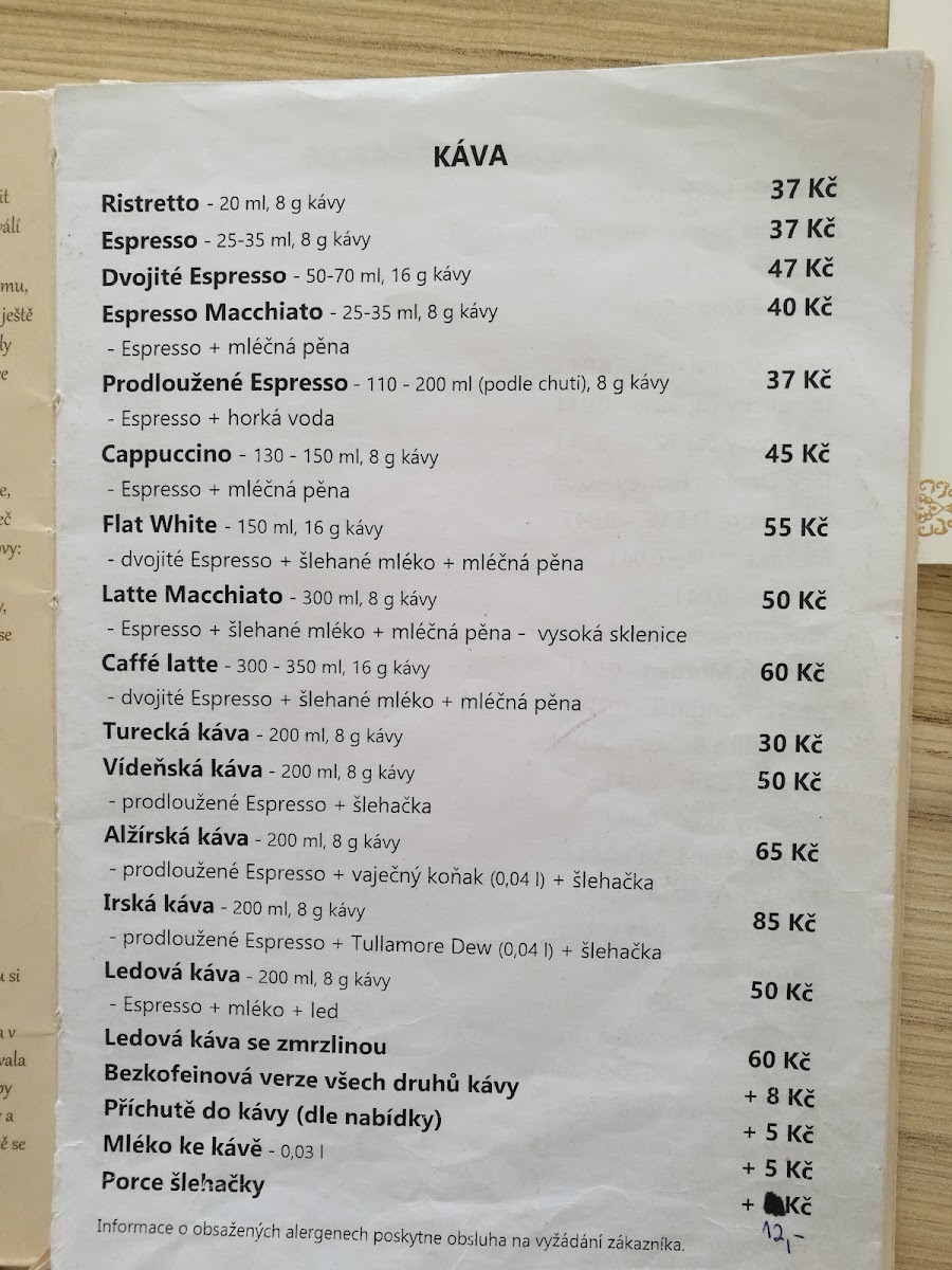 Menu Kavárna Kovárna-10